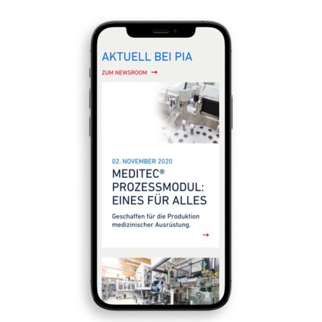 PIA Automation Website auf iPhone