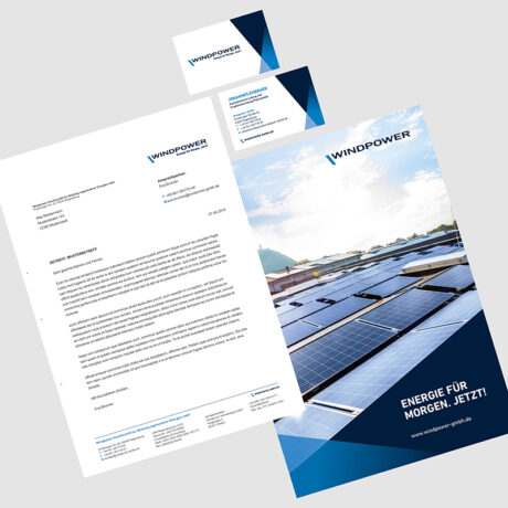 Windpower Visitenkarte mit Briefpapier und Mappe
